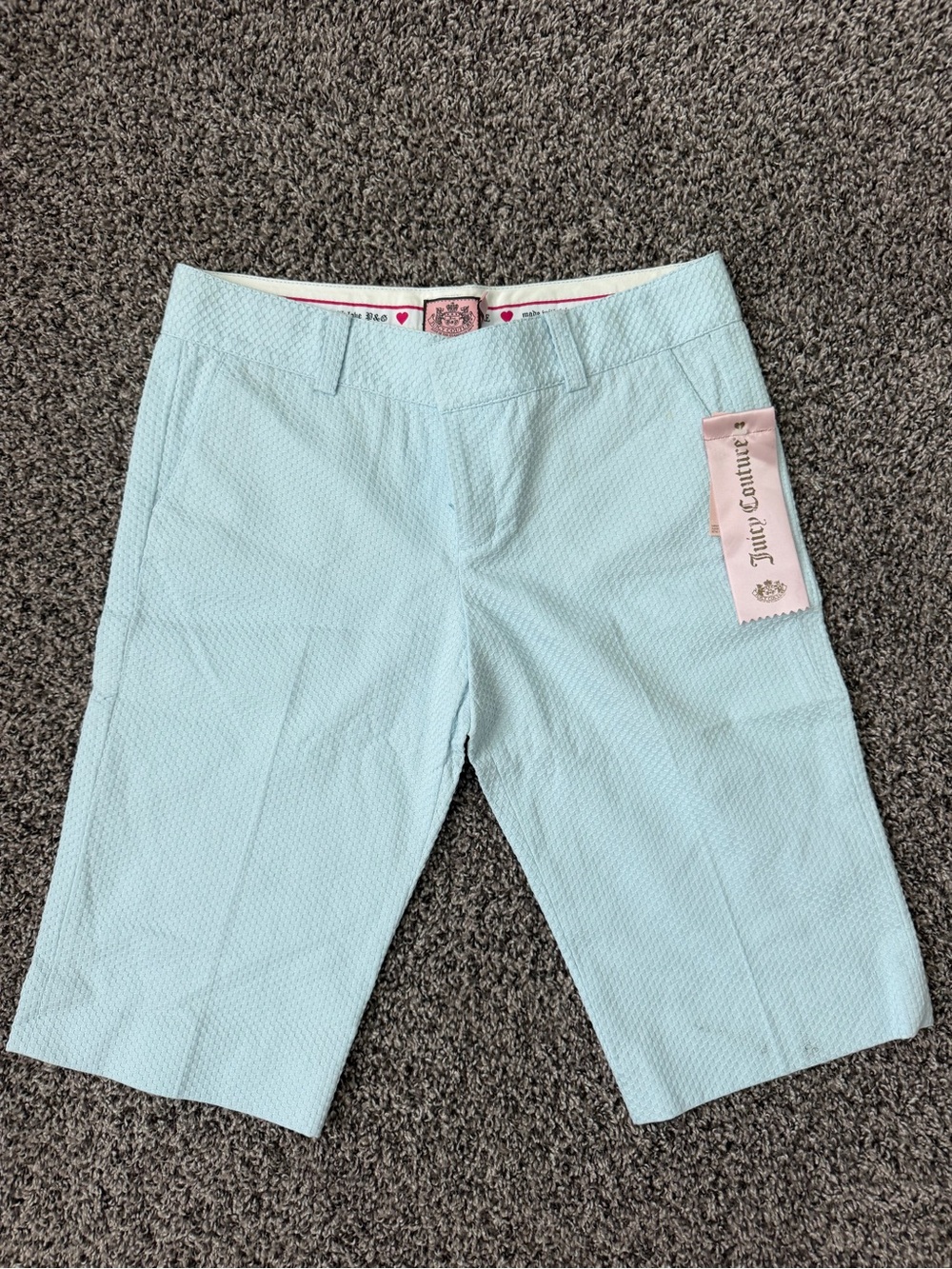 Juicy Couture Women's Light Blue Textured Bermuda Shorts NWT!